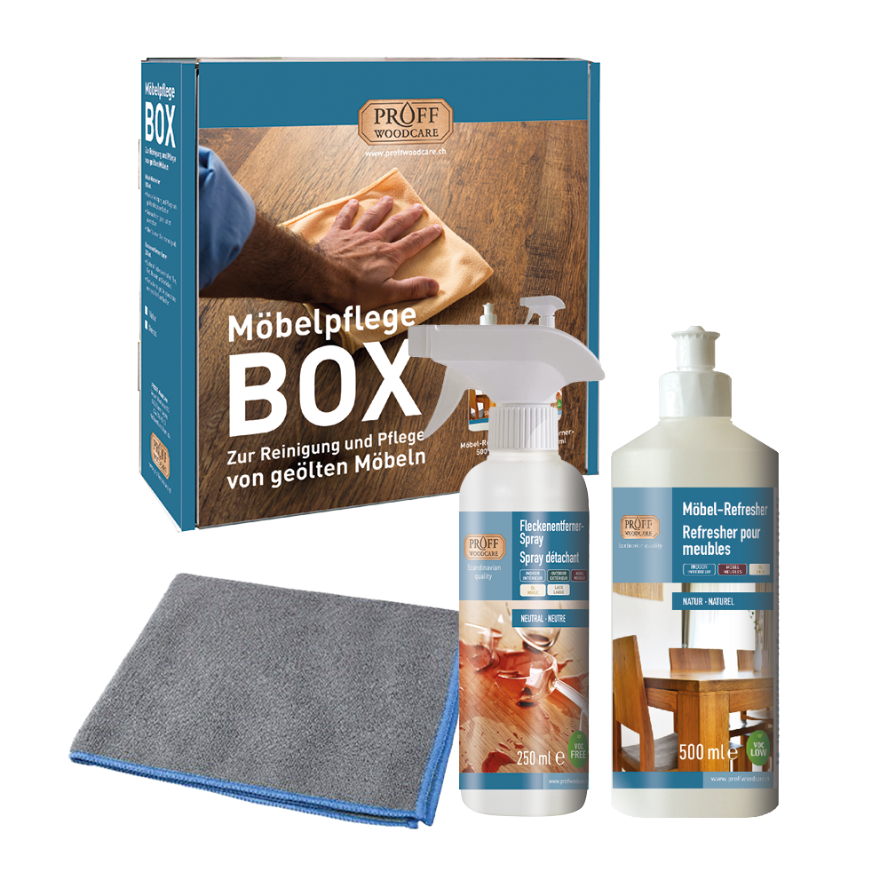 Coffret d'entretien pour meubles huilés